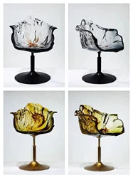 Роскошный дизайнерский прозрачный Легкий стул для бара, обеденного стола, полимерный лепестковый стул, прозрачная скульптура, удобный поворотный подъемный стул