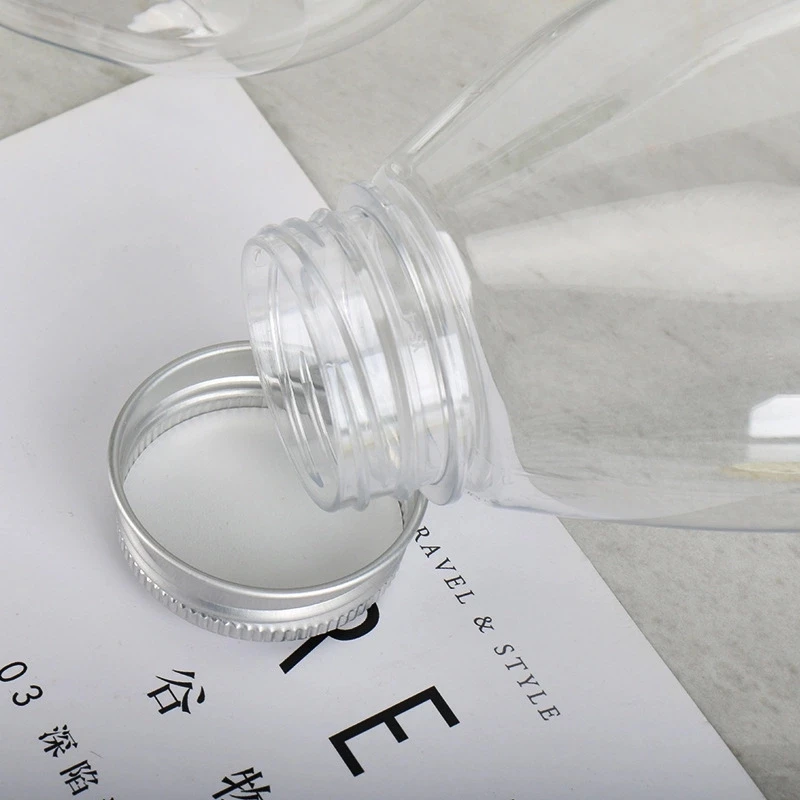 Custom Clear PET Plastic Round Beverage Bottle for Homemade Juices, Smoothies, Milk and Drinks Recyclable Plastic Juice Bottles