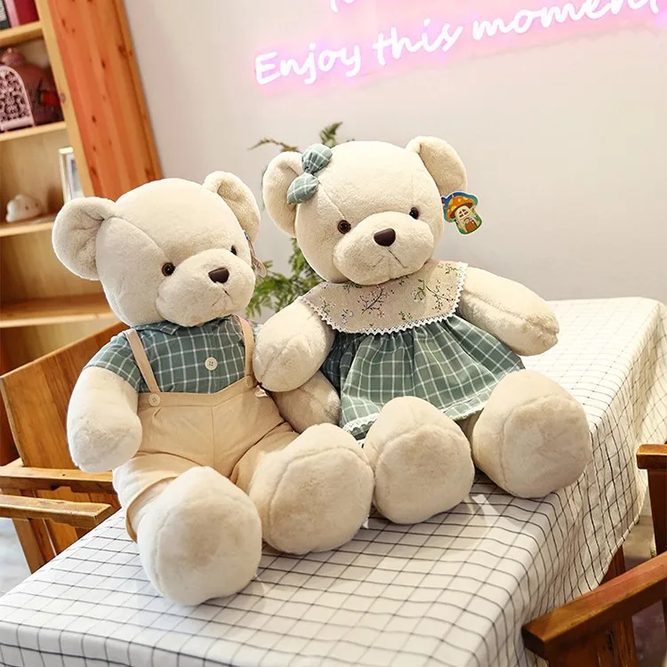 wedding bear stuffed plush animal teddy bear big filling cotton plush doll with dress customized