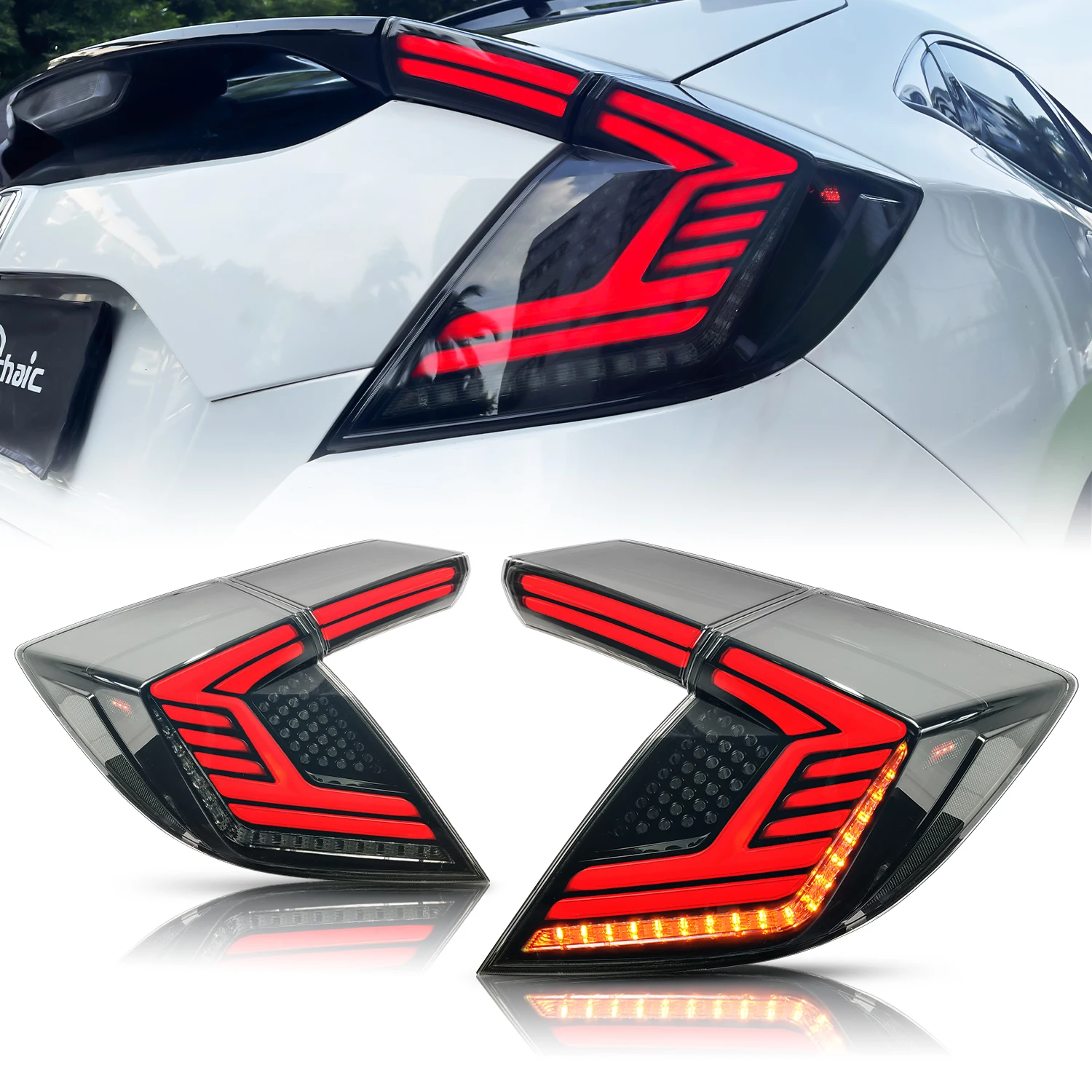 Archaic Factory Car Lamp For Honda Civic Type R Hatchback Taillights Fk7 Fk8 Fk4 2016-2021 Full Led Rear Lamp
