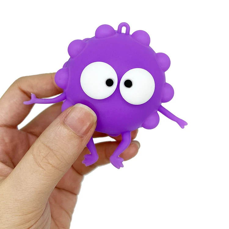New Design Fidget Toys Silicone 3D Decompression Ball Kid Stress Relief Push Bubble Keychain Squeeze Toy