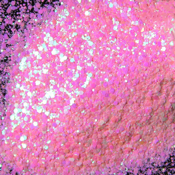Wholesale bulk  Glitter polyester iridescent pink glitter mix chunky glitter 1 kg for crafts DIY decoration