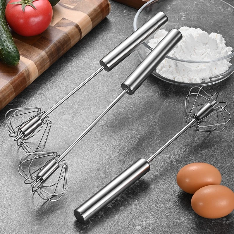 Hot Selling Kitchen Gadget Baking Tool Stainless Steel Hand Semi Automatic Kitchen Whisk Held Mixer Egg Beater Whisk Mixer