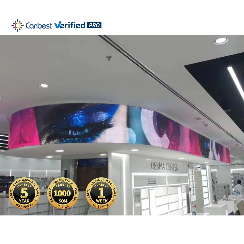 P1.86 P1.875 P2 P3 Flexible Led Display P4 Pantalla Panneau Curvada Publicitaire Big Circle Screen for Columns in Night Club