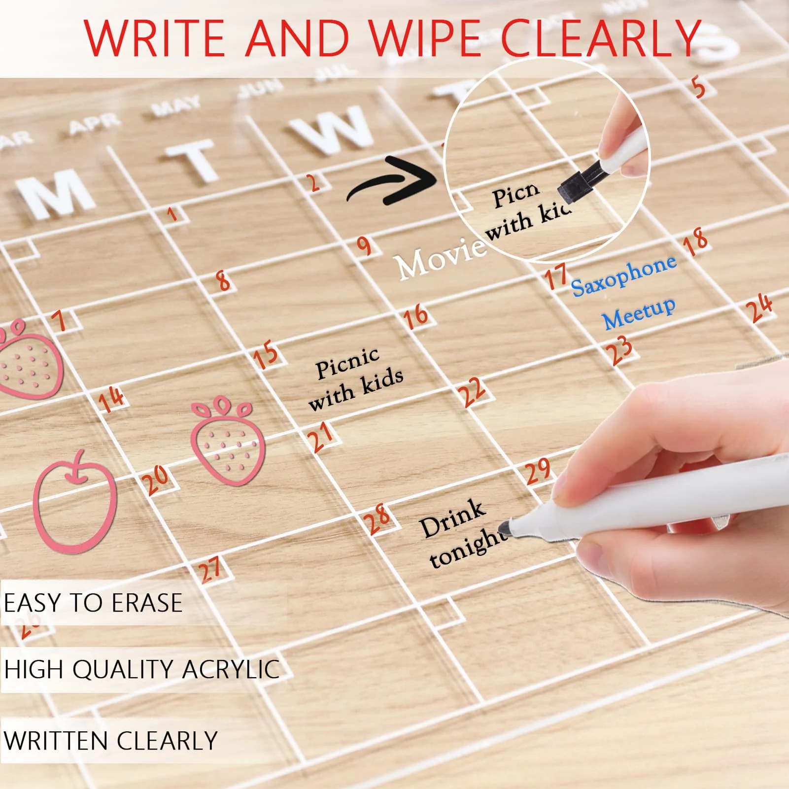 HOMIDEK Amazon Acrylic Dry Erase Board Calendar Acrylic Magnetic Whiteboard Planner for Fridge