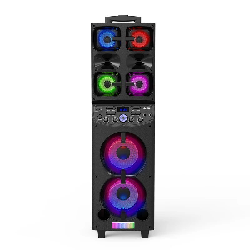 Dual 6.5' Super Bass Bluetooth Speaker USB FM Radio Home Audio Outdoor Trolley Party Karaoke Speaker