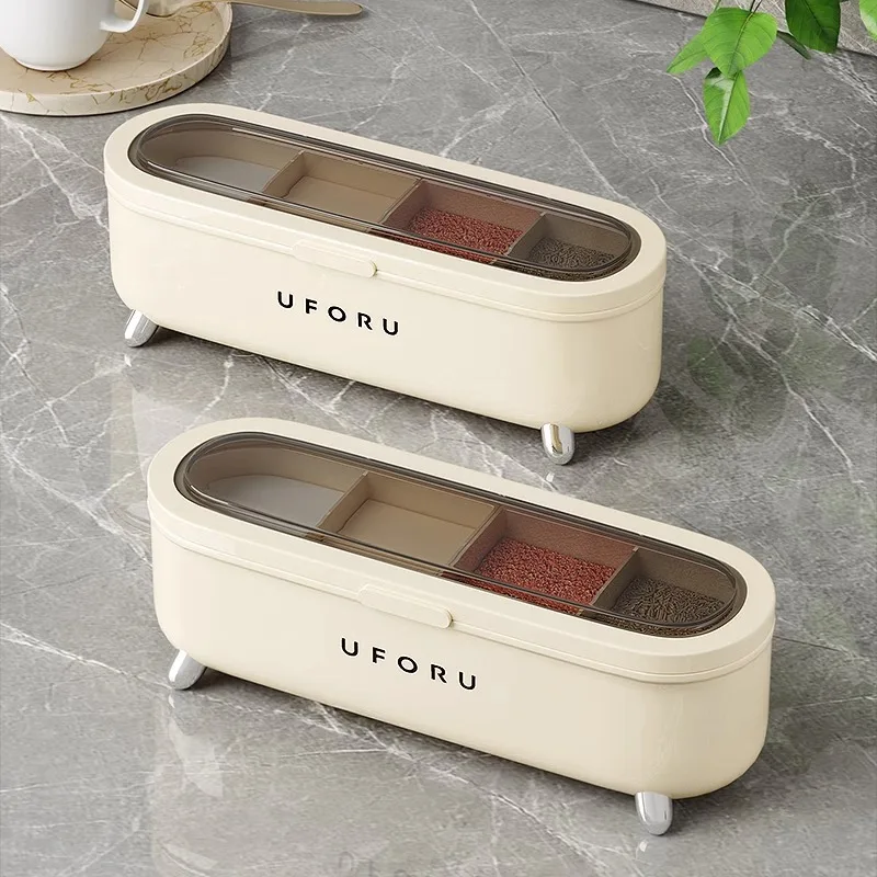 Kitchen Supplies Seasoning Box Combination Set Of Household Kitchen Supplies Salt,Sugar And Monosodium Glutamate Four-cell Stor