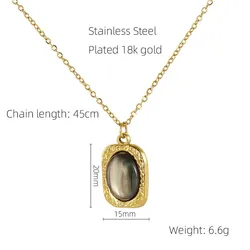 China wholesale zircon Pendant Low price fashion 18K Gold plating stainless steel necklace fresh water pearl Malachite necklace