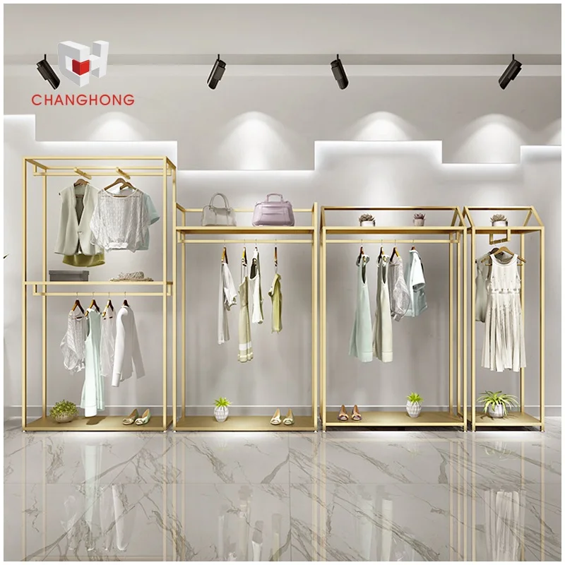 Metal T-shirt display racks clothes boutique store display stands for clothing shop interior design ideas
