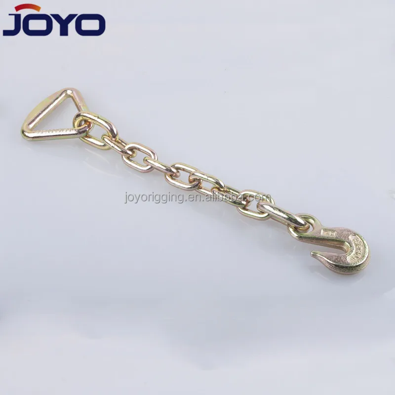 US type G43 chain with delta ring and eye grab hook each on one end , yellow galvanized...