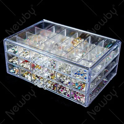 Plastic Empty Storage Case Boxes Manicure Tools Transparent Nail Art Empty storage Case Box Rhinestones Container Organize