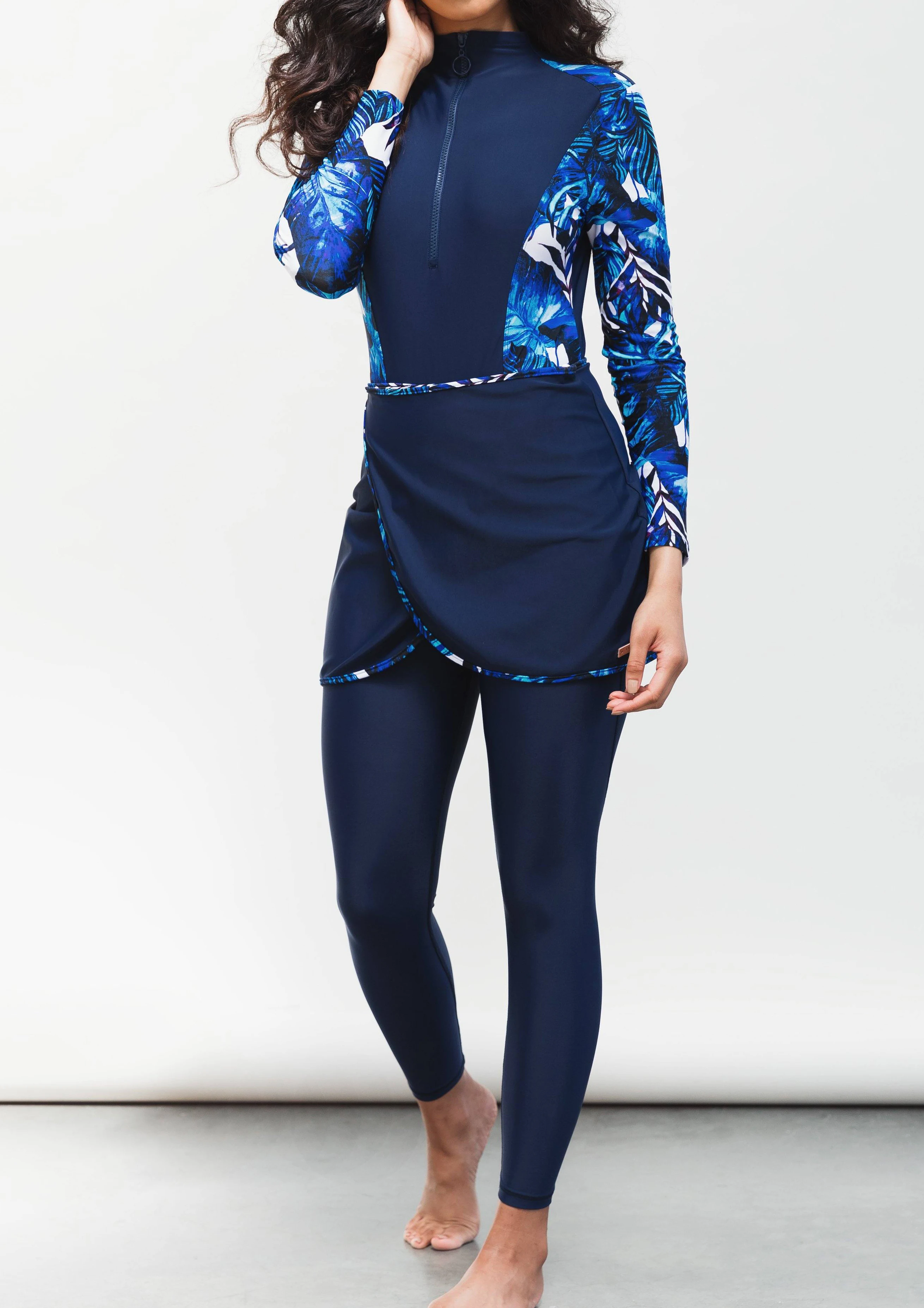 Muslim Plus Size Swimwear Leggings with Skirt Modest Swimsuit with Head Cover