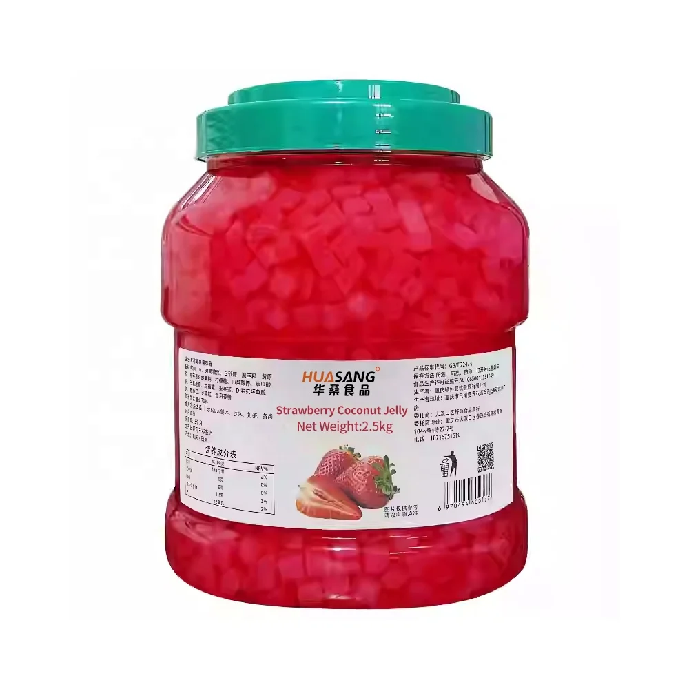 strawberry flavor fruit jelly nata de coco coconut jelly konjac jelly for milk bubble tea ingredients
