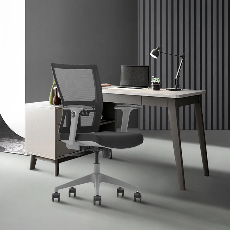 Ultimate Comfort Home Office Chair Adjustable Mesh and Fabric Swivel Style for Long Hours with Metal Material