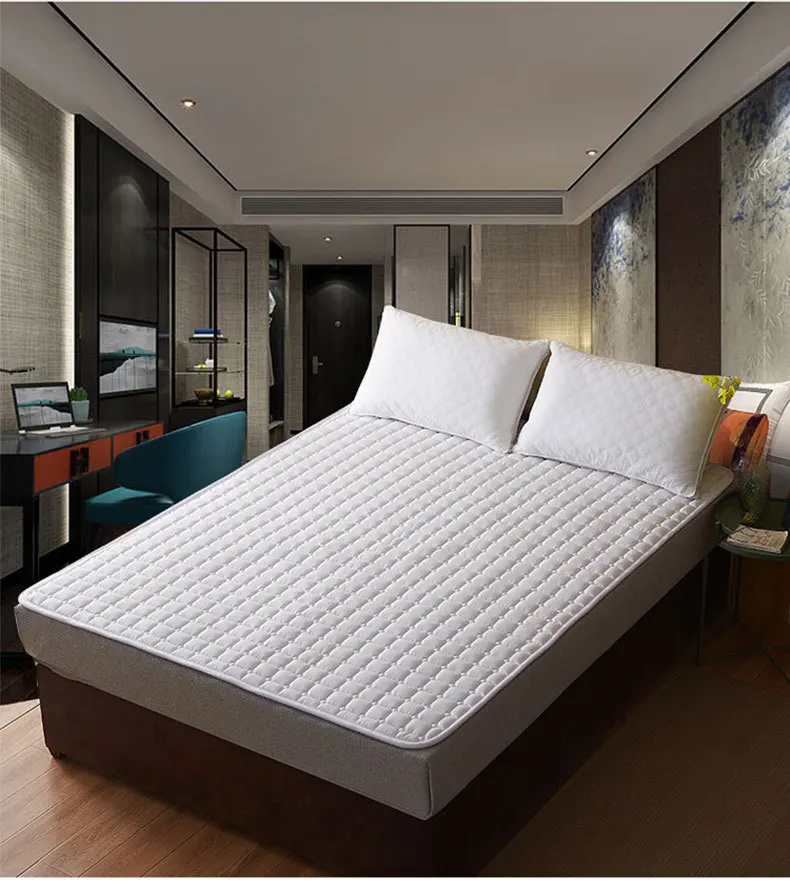 Mattress Cleaning Pad Hotel Non-Slip Mat Brushed Bed Protector Cushion Polyester Cotton Quilted