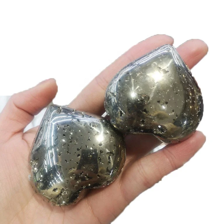 Natural copper pyrites mineral rough stone chalcopyrite ore Polished pyrites heart