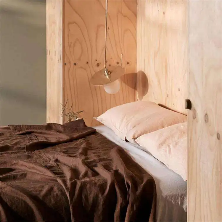 High-end Soft Flax Bedding Love Chocolate Brown Flax French Stone Washed Linen Bedding Duvet Cover