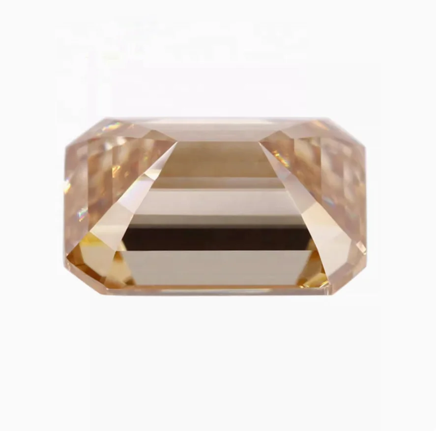 Manufacturers wholesale champagne rectangle emerald cut gra moissanite diamond