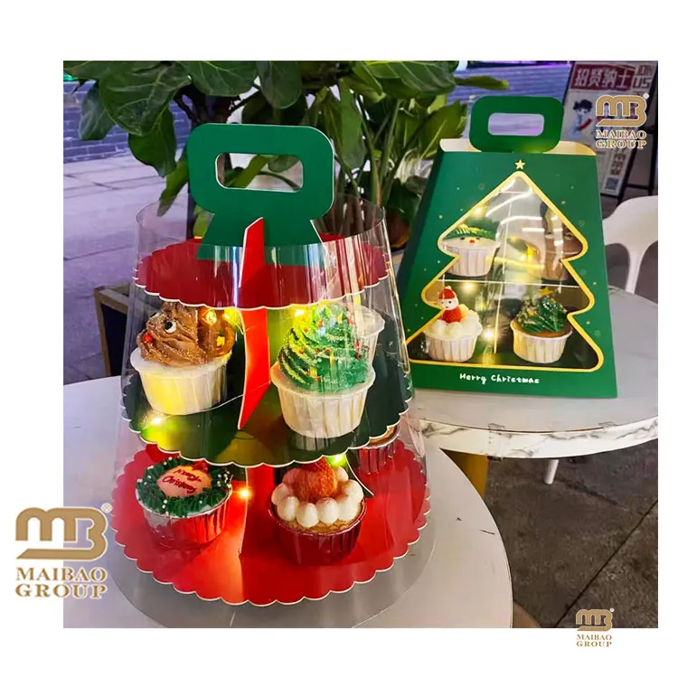 Wholesale Custom Printed Dessert Wedding 4 5 3 Tier Cupcake Display Paper Cake Stand With Logo And Handle