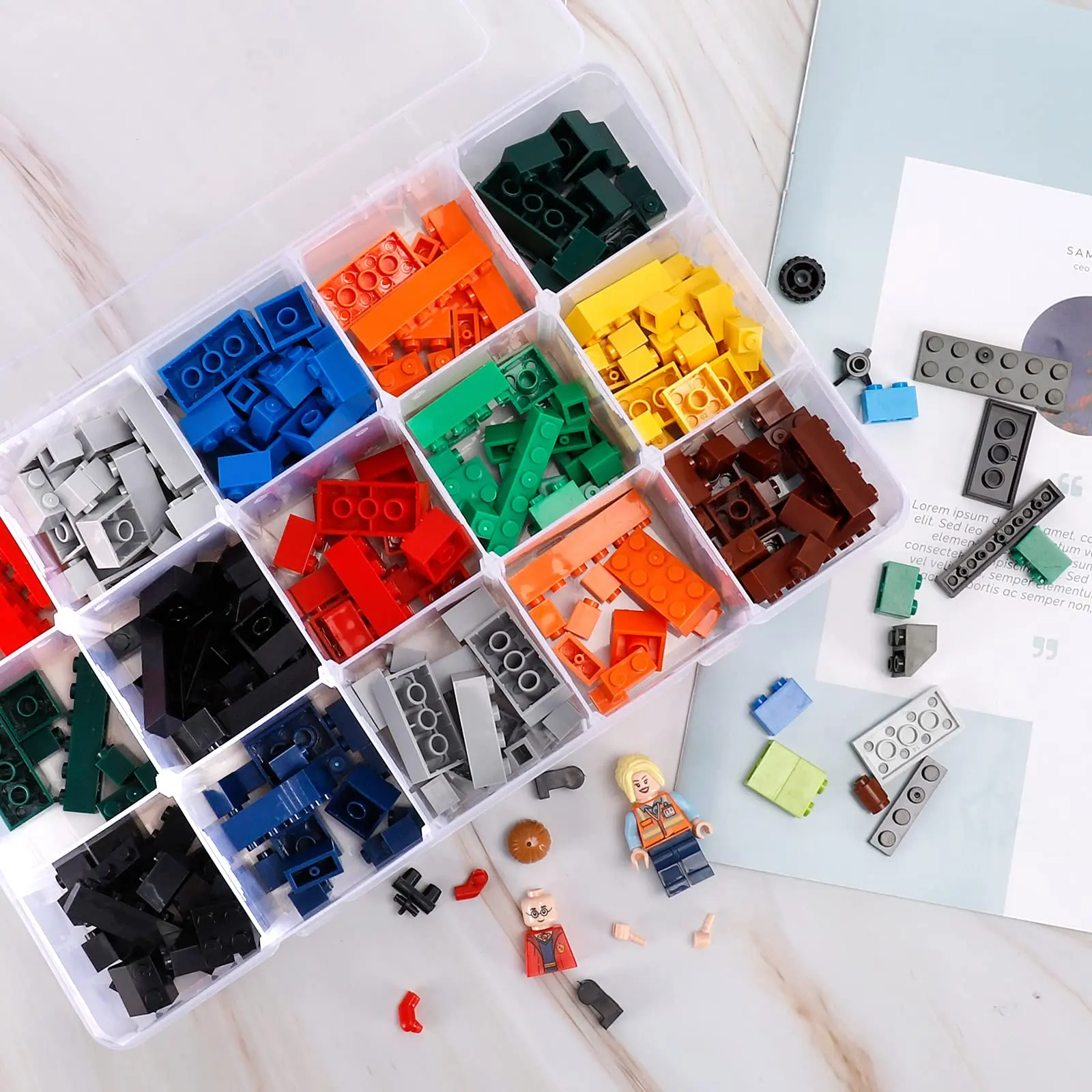 NISEVEN Wholesale 3pcs/Set 15 Grids Large Tackle Box Crafts Beads Storage Boxes & Bins Plastic Storage Box with 15 Dividers