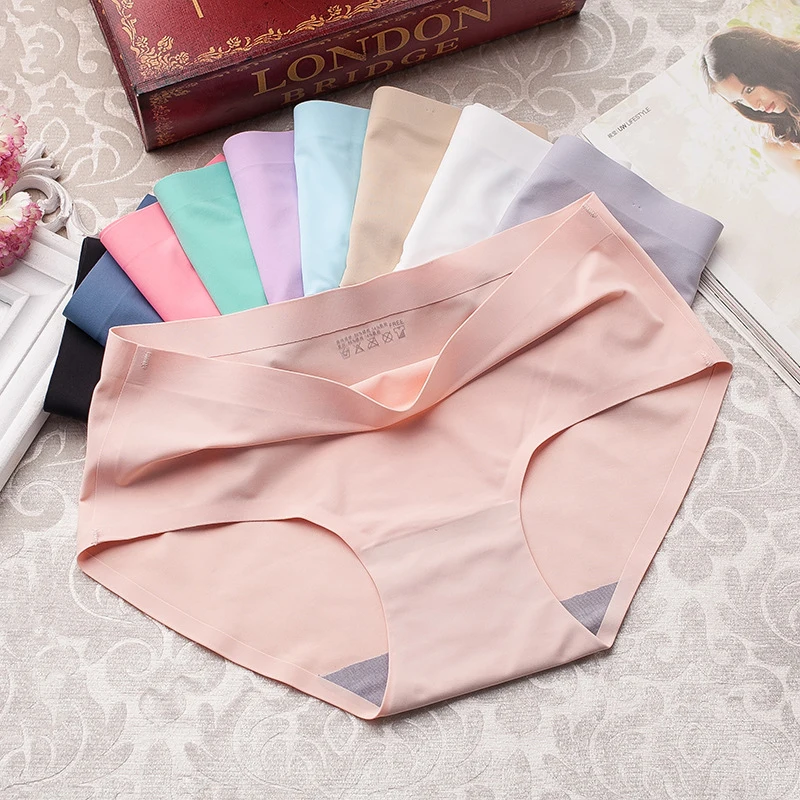 2022 Hot Sale Summer Solid Color  Breathable Soft Comfortable  Ice Silk Underwear Boxer womens Briefs