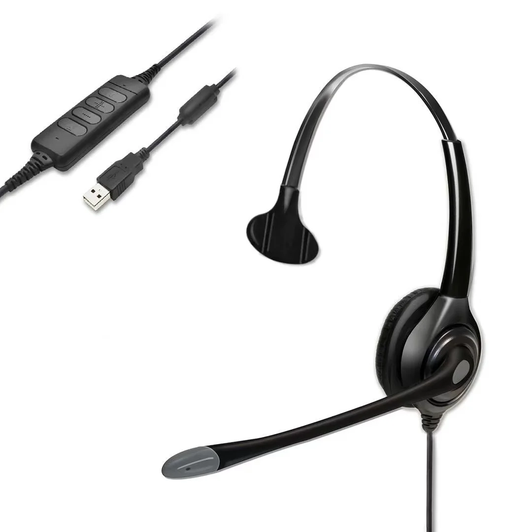 Call Center Computer USB Headset with Noise Cancelling Microphone with volume control and mute switch