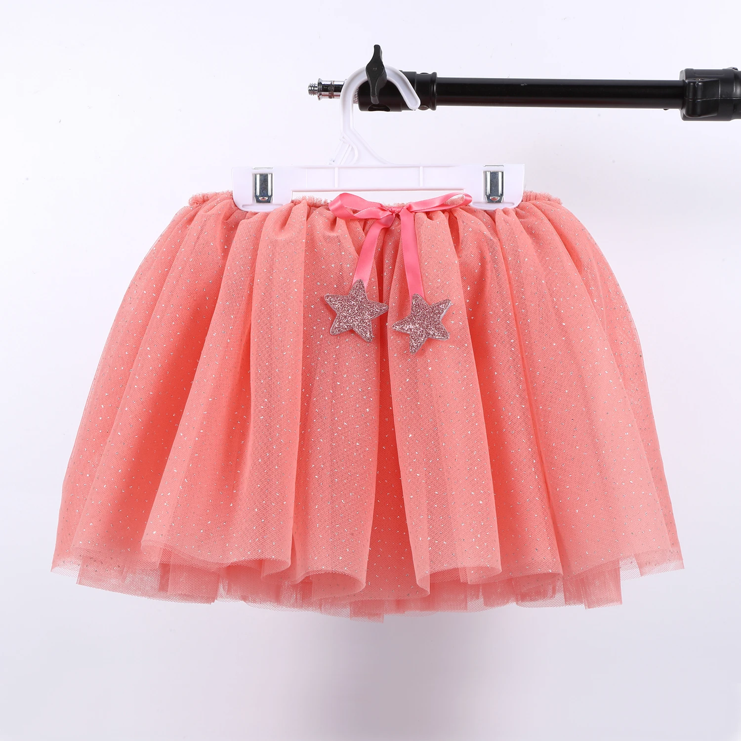 Best selling Fluffy red gauze dress tutu skirt party star princess dress Glitter tulle little girls tutu skirt for party