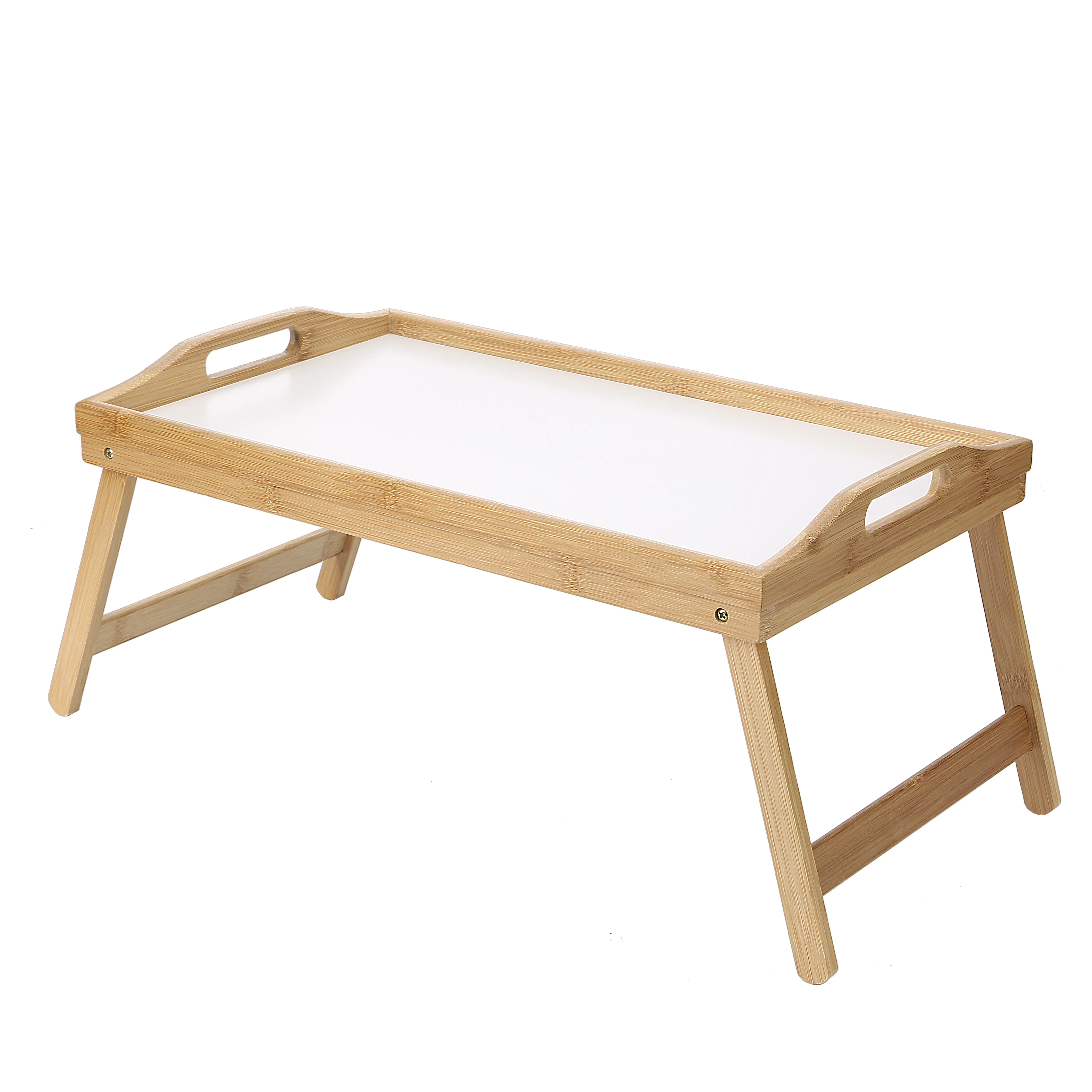 Outdoor Folding Picnic Bamboo Tray Bed Table Breakfast Food Serving Tray With Legs