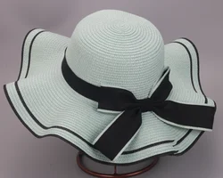 Wholesale Custom ladies summer wide brim sun bowknots hats women summer hat beach hat