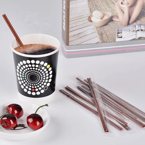 Disposable Plastic Coffee Stirrers Straw PS PP Brown Black Sip Stir Stick for hot cold drinks beverage
