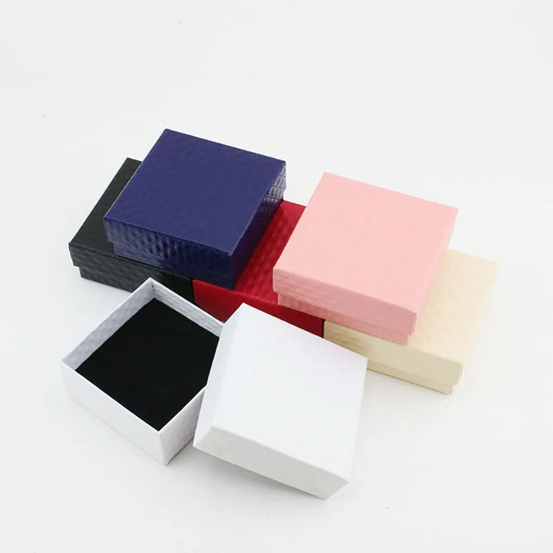 Custom Diamond Teture Necklace Earring Paper Gift Boxes Luxury Small Cardboard Jewelry Packaging Box with Logo
