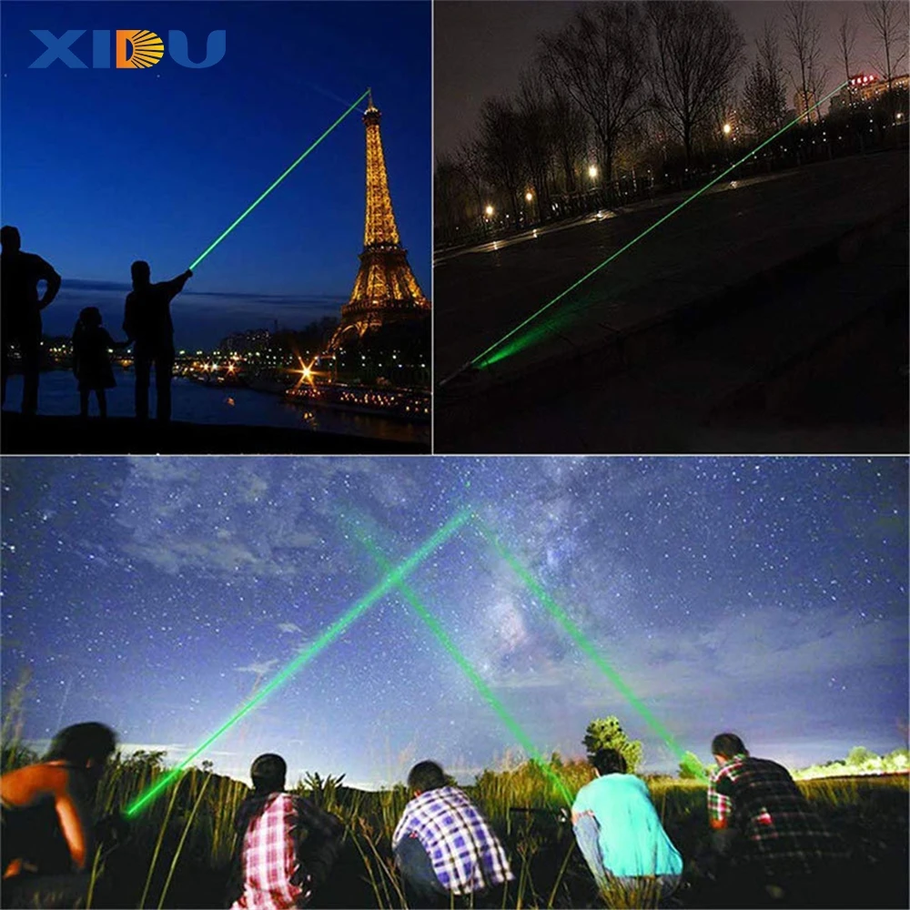 XIDU Rechargeable Green Laser Light 18650 Battery USB High Power Burning Laser Flashlight Strong Pointer Pen 303