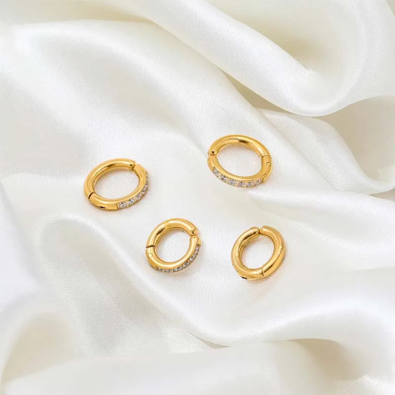 Fine Fashion Jewelry 18K Gold Plated Cubic Zirconia Open Ear Clip On Earrings For Girl Women Gift