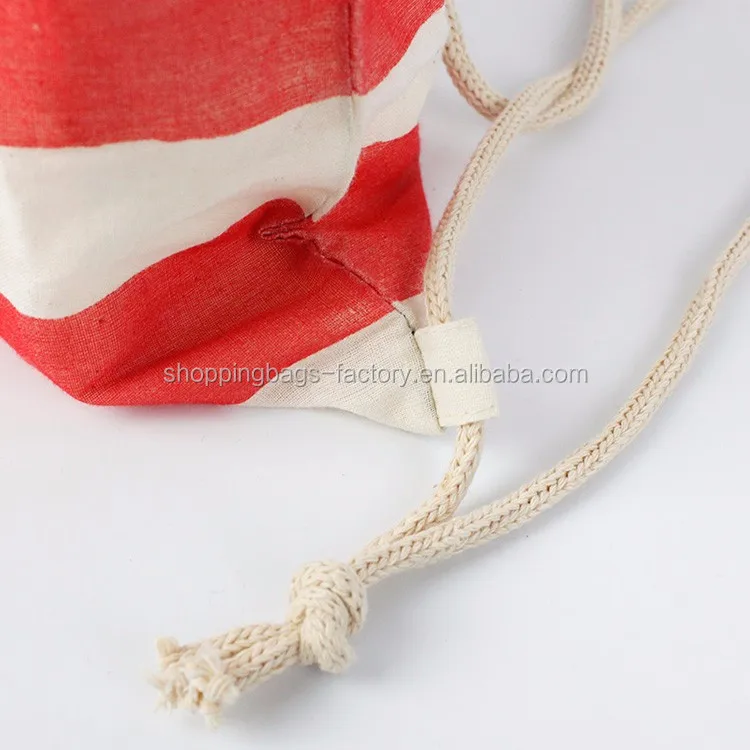 Fashion Flag Canvas Soft Cloth Calico Drawstring Bag Cotton Drawstring Backpack