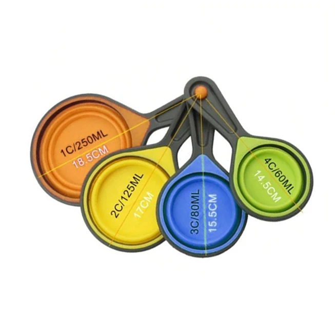  Hot Selling 100% Food Grade Collapsible Silicone Measuring Cups