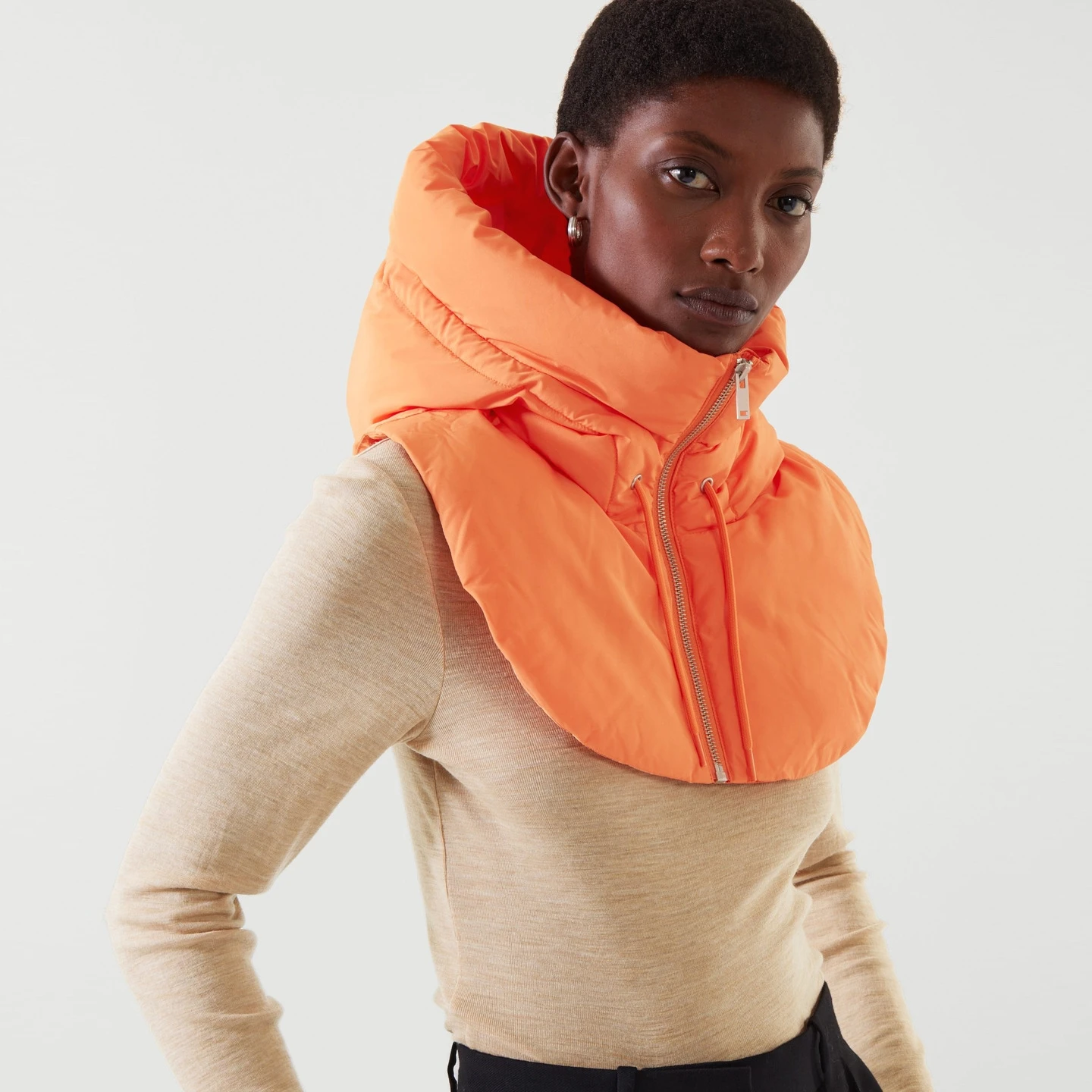 Wholesale fashion zipper warm thick cropped sleeveless jacket  winter black sleeveless vest for women