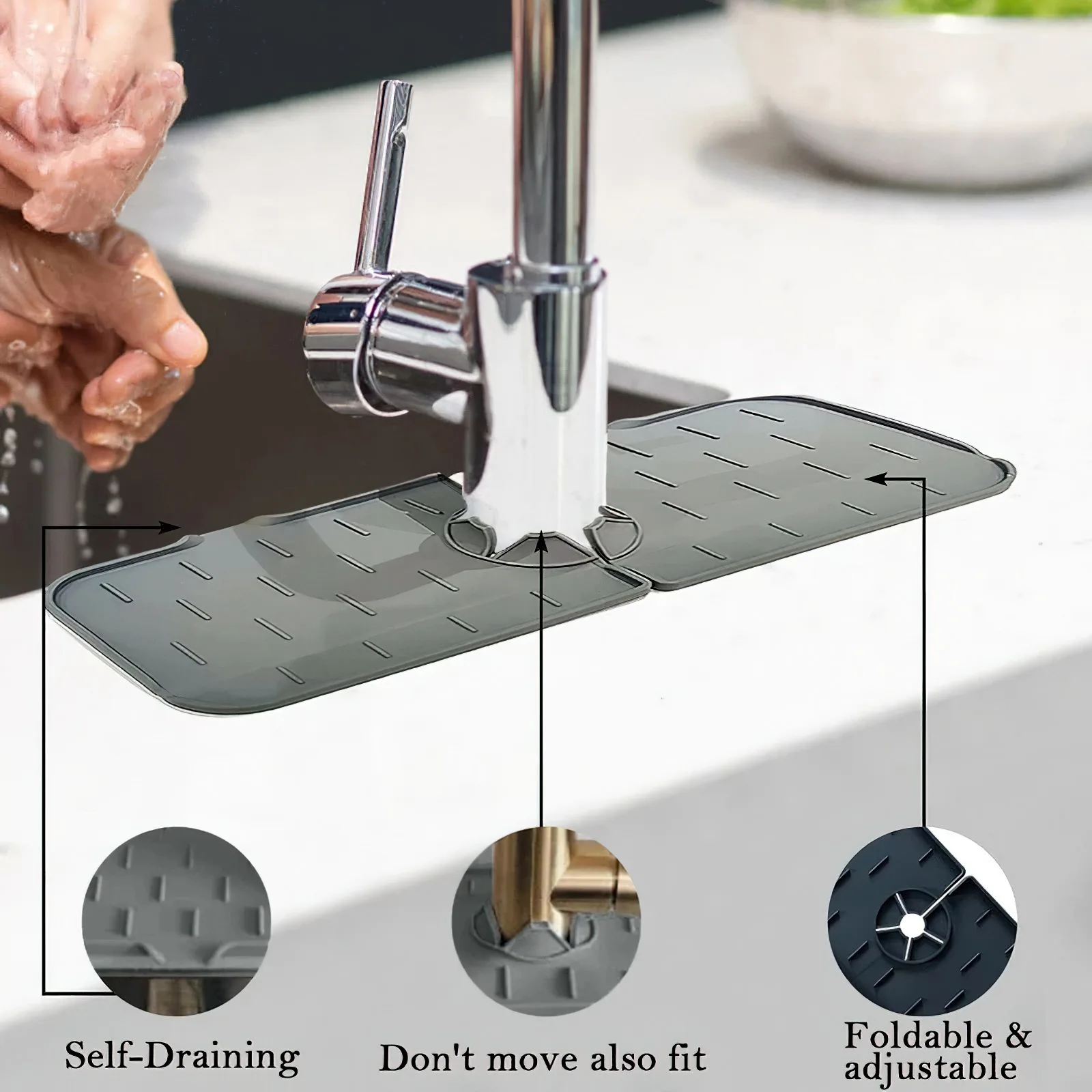 Silicone Kitchen Kitchenware Accessories Washers Faucet Absorbent Mat Faucet Handle Drip Catcher Tray Sink Splash Guard