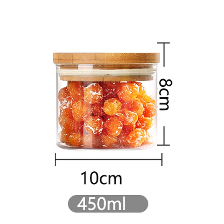 High borosilicate square glass sealed food cereal storage containers cans glass jar with bamboo lid