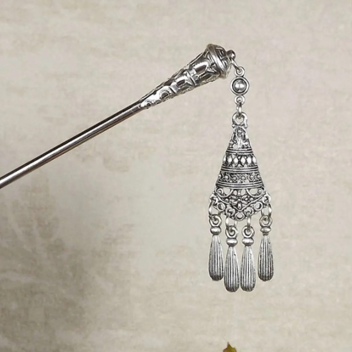 Bohemia Vintage Chinese Tassel Carved Flower Hair Sticks Women Hairpins Headwear Jewelry