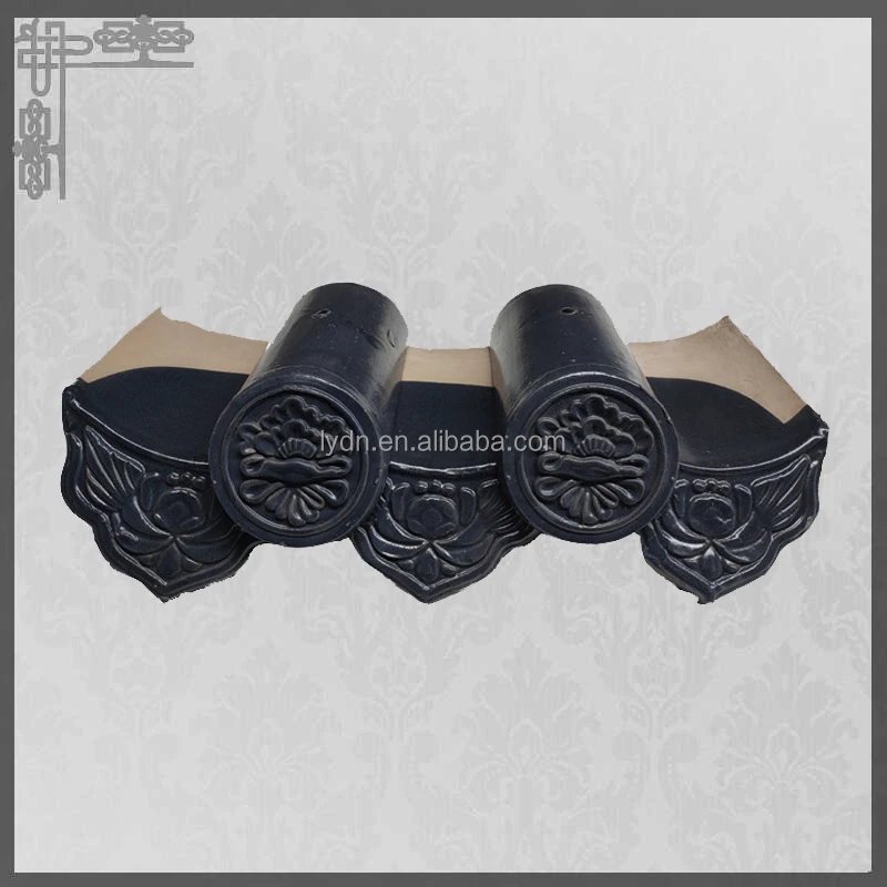 Waterproof Roof Ceramic Gazebo Black Glazed  Bright Surface Roof Tile Chinese Style Roofing Material