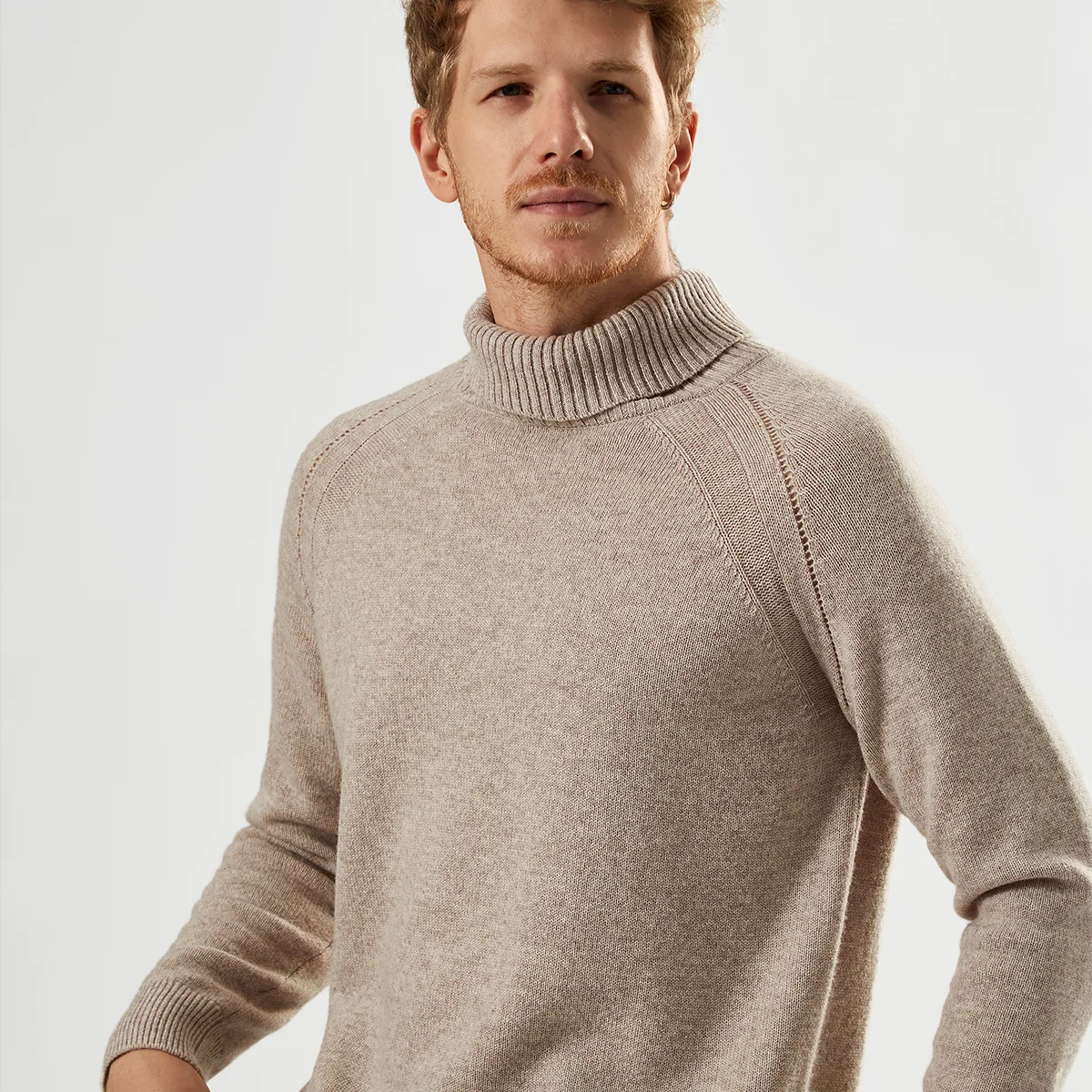 Winter Men Ribbed Turtleneck Sweater Long Sleeve Inner wear Raglan Sleeve Mens Cashmere Sweater