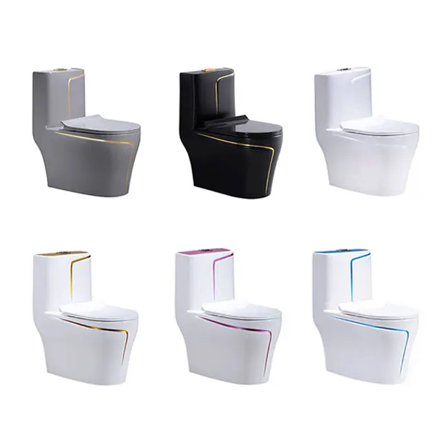 Elegante Colorful Ceramic Wc Complet Wash Down P trap One Piece Toilet Bathroom Water Closet Black Toilet Bowl