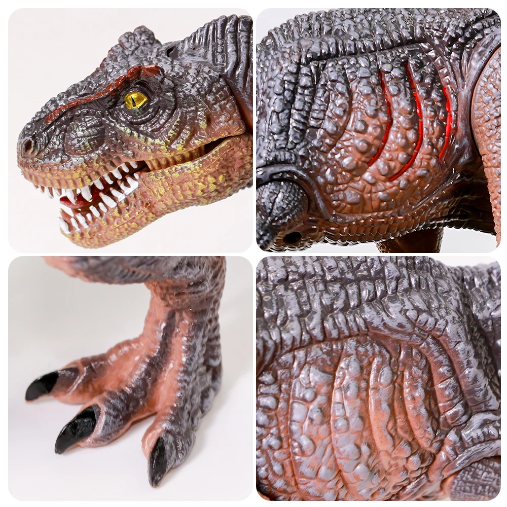 Plastic movable jonit electric T-rex dinosaur model toy with sound and light