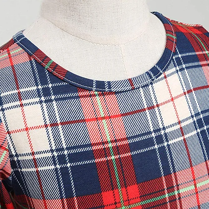 
Mother and Daughter Dress Family Clothes Long Sleeve Plaid Lady Midi Dress Girl Tulle Dress Mother Daughter Matching Outfits 