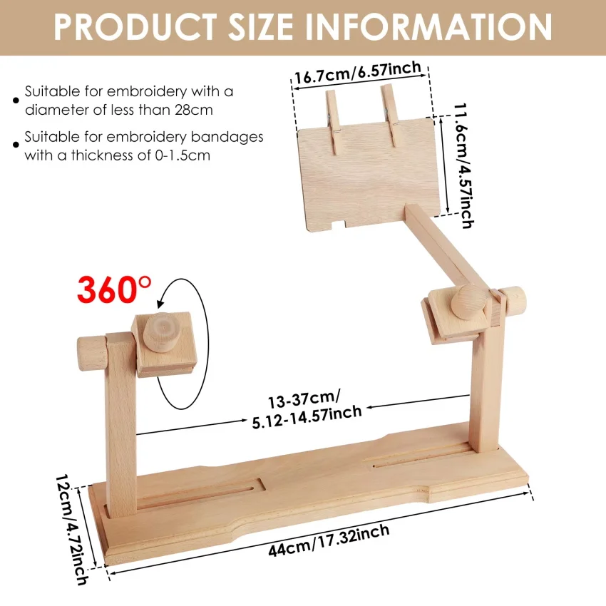 Wholesale Accessory DIY Craft Tools Kit Adjustable Embroidery Stand Beech Wooden Embroidery Frame