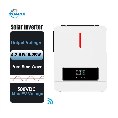 ZUMAX Hybrid Inverter 6.2KW On-Grid Inverter with 5KW 48V Lithium Battery AC Inverter for Hybrid & On-Grid Solar