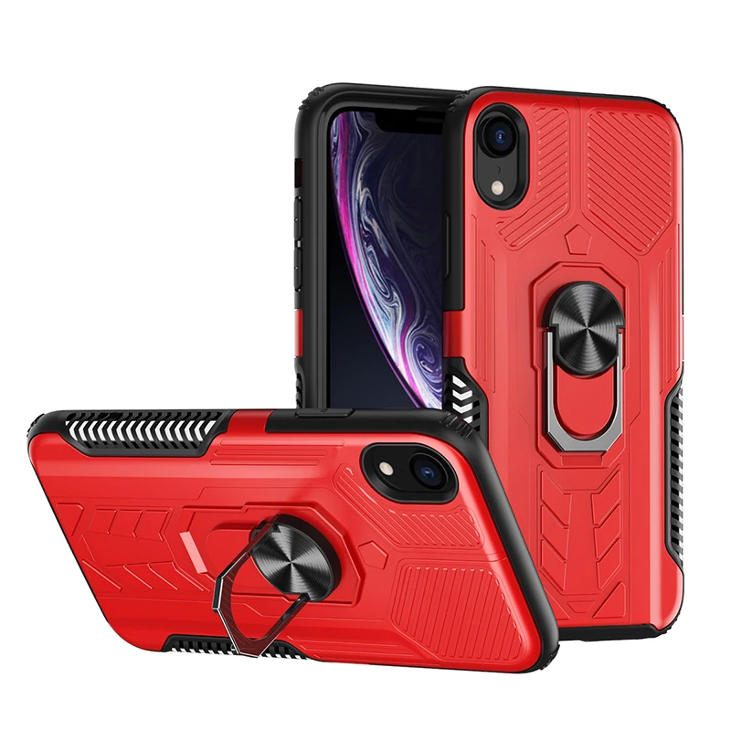Новый дизайн чехол для телефона из ТПУ и поликарбоната iPhone XR с магнитным кольцом подставкой