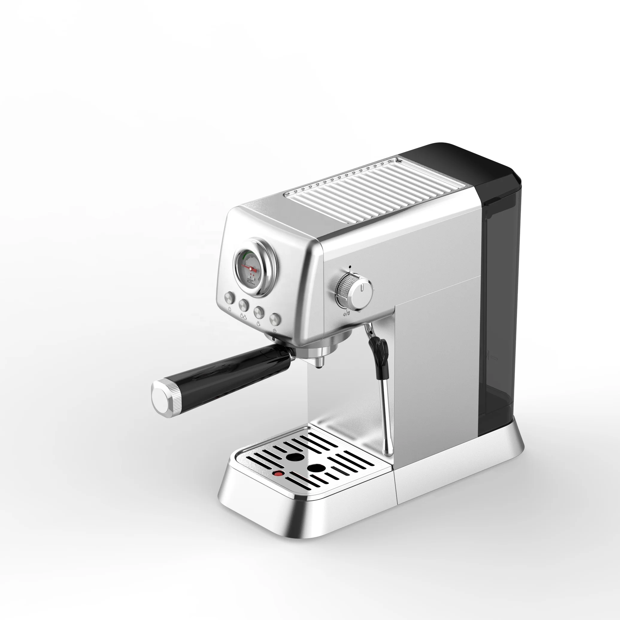 Espresso coffee maker dual boilers 3L water tank milk frothing hot water tub grinder inside