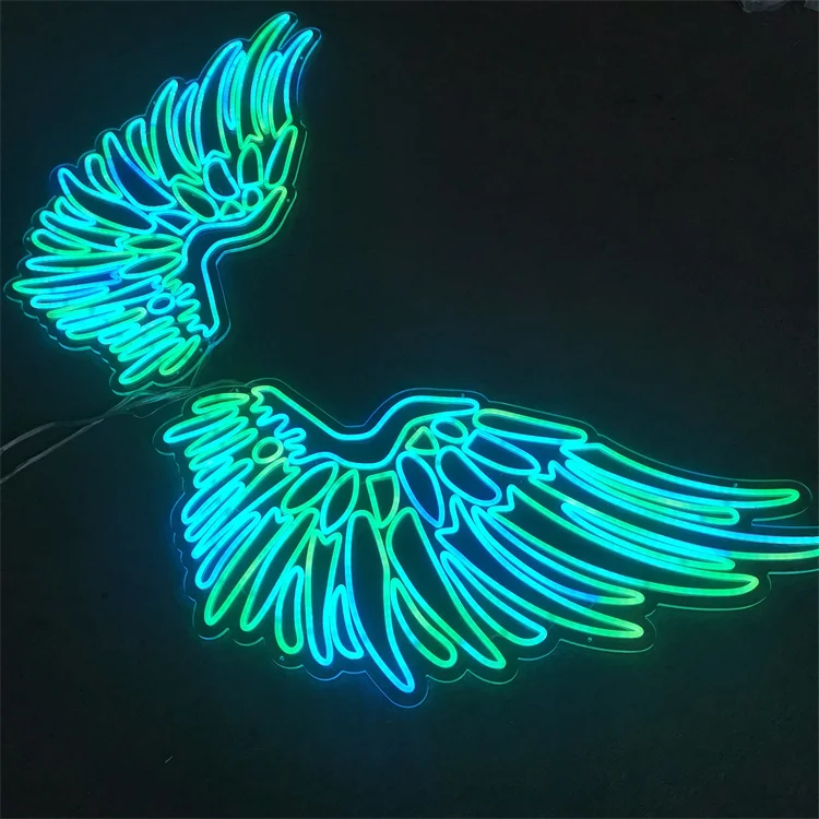 Индивидуальный дизайн светодиодная неоновая вывеска RGB цветное Крыло ангела