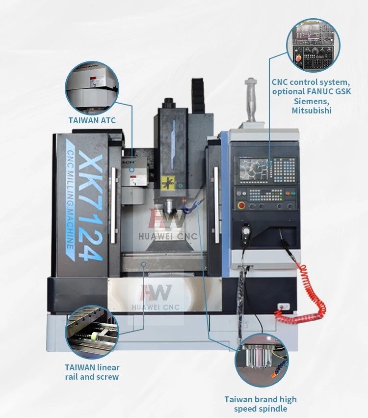 small metal cnc milling machine XK7124 small metal vmc cnc milling machine